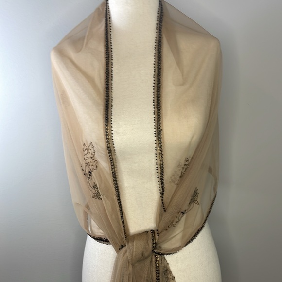 PRESTON & YORK sheer beaded shawl | wrap - Picture 2 of 8